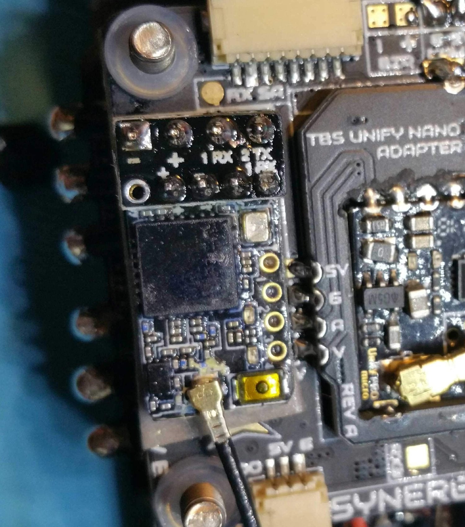 Syngery F4 Flight Controller FRSky R9m RX Mini Adapter - Tiny's LEDs