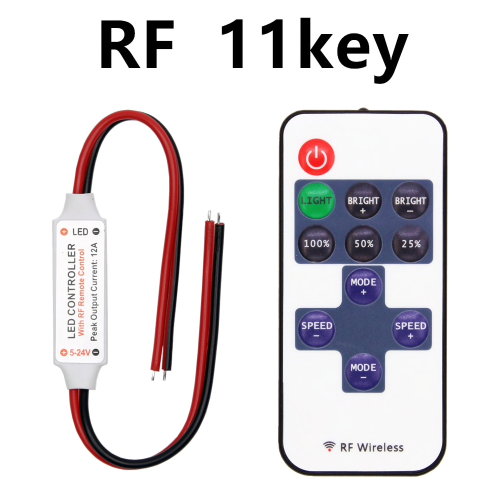 RF Wireless LED Strip Controller Mini Dimmer RF Remote DC 5V 12V 24V Controller For LED